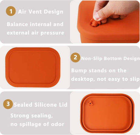 Silicone Lunch Box – For children and adults – Four-compartment lunch box – Leakproof lunch box – For school, picnics and parks (Blue)
