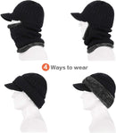 Beanie - Men's Winter Beanie - Knitted Beanie - Men's Beanie - With Flexible Neck Gaiter - Ski Balaclava - Unisex - Windproof - Warm - Ideal for Outdoor Activities - Camping - Skiing - Everyday Wear - Winter