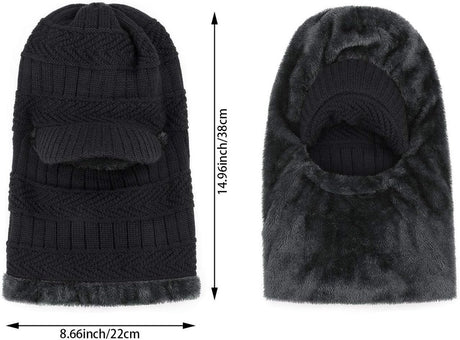 Beanie - Men's Winter Beanie - Knitted Beanie - Men's Beanie - With Flexible Neck Gaiter - Ski Balaclava - Unisex - Windproof - Warm - Ideal for Outdoor Activities - Camping - Skiing - Everyday Wear - Winter
