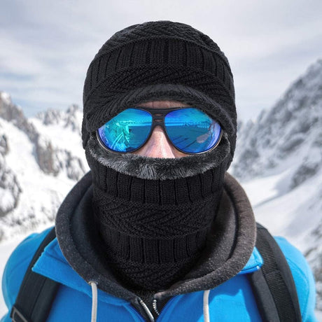 Beanie - Men's Winter Beanie - Knitted Beanie - Men's Beanie - With Flexible Neck Gaiter - Ski Balaclava - Unisex - Windproof - Warm - Ideal for Outdoor Activities - Camping - Skiing - Everyday Wear - Winter