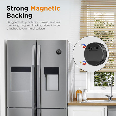 Digital Timer - Digital Kitchen Timer - Smart Timer - LED Display - Magnetic - 360° Rotation - BBQ Alarm Clock - Silver