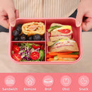 Lunch boxes - lunch box - adult lunch box - child's lunch box - Kinder lunch box - 3-compartment leakproof lunch box - bento box with cutlery - 1200 ml - snack box for children and boys - pink