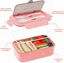 Lunch boxes - lunch box - adult lunch box - child's lunch box - Kinder lunch box - 3-compartment leakproof lunch box - bento box with cutlery - 1200 ml - snack box for children and boys - pink