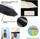 Minimalist Nordic-style umbrella, small 8-rib folding umbrella, travel, outdoor, UV-resistant, wooden handle, suitcase-style, small pocket umbrella for girls