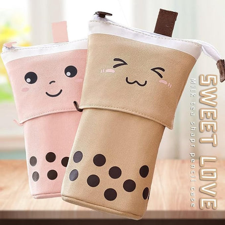 2-in-1 pencil case, cute pencil case, retractable pencil case, foldable pencil holder, vertical retractable pencil holder, makeup bag for students, office, women, girls, boys
