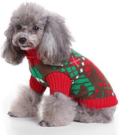 Dog Sweater - Dog Coat - Pet Dog Turtleneck Sweater - Christmas Turn-Up Sweater - Puppy Clothes - Christmas Decorations - Perfect for Small Dogs - Medium-Sized Dogs - Party Clothes - Size L