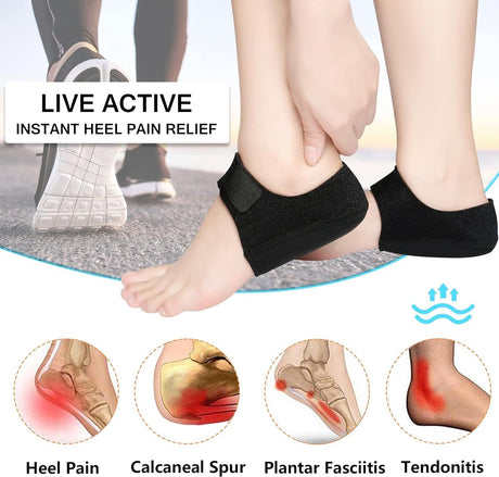 Insoles - Arch Supports - Gel Heel Cushions - For plantar fasciitis, heel pain, and Achilles tendonitis - Protectors and cushions for men and women - 1 pair