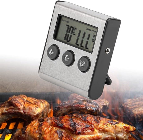 Food Thermometer - Meat Thermometer - Grill Thermometer - Meat Cooking Probe - Accurate Digital Kitchen Thermometer with Timer - Suitable for Cooking and Outdoor Grilling