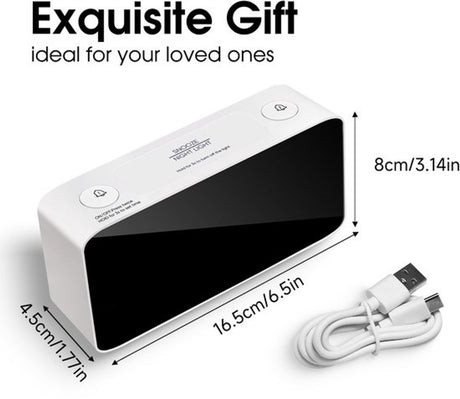 Digital nightlight - Klok Extra powerful - 7 colors - Ideal for heavy sleepers - Adjustable volume and USB charging - Place on the bedside table - Wit