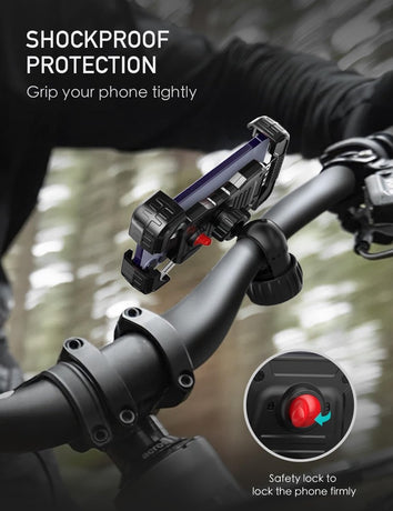 Bicycle phone mount - Motorcycle phone mount - Phone holder - Bicycle phone mount - Motorcycle phone mount - Adjustable - Universal - Handlebar - Black - Compatible with 4.7 to 6.8 inch phones