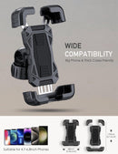 Bicycle phone mount - Motorcycle phone mount - Phone holder - Bicycle phone mount - Motorcycle phone mount - Adjustable - Universal - Handlebar - Black - Compatible with 4.7 to 6.8 inch phones