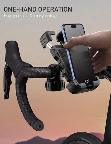Bicycle phone mount - Motorcycle phone mount - Phone holder - Bicycle phone mount - Motorcycle phone mount - Adjustable - Universal - Handlebar - Black - Compatible with 4.7 to 6.8 inch phones