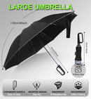 Folding storm umbrella - Parasol - Umbrella - Automatically extends - Sturdy and waterproof travel umbrella - Durable 10-rib frame - Reflective - Umbrellas