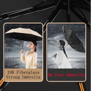 Parasol - Folding Storm Umbrella - Large Umbrella - 105cm Extendable - Large Folding Umbrella with 24 Self-Expanding Ribs - Folding Storm Umbrella - Storm Resistant up to 100km/h - Black