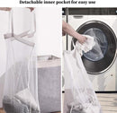 Collapsible laundry basket with lid, leak-proof and foldable bin, with removable bag, large capacity, storage bag, for dorm room, bedroom, bathroom, clothes and toys, brown