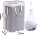 Collapsible laundry basket with lid, leak-proof and foldable bin, with removable bag, large capacity, storage bag, for dorm room, bedroom, bathroom, clothes and toys, brown