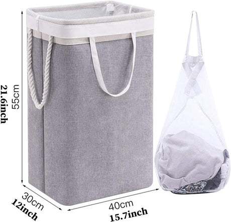 Collapsible laundry basket with lid, leak-proof and foldable bin, with removable bag, large capacity, storage bag, for dorm room, bedroom, bathroom, clothes and toys, brown