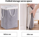 Collapsible laundry basket with lid, leak-proof and foldable bin, with removable bag, large capacity, storage bag, for dorm room, bedroom, bathroom, clothes and toys, brown