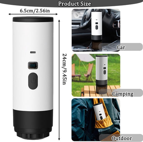 Coffee maker - Coffee machines - Portable coffee maker - 3-in-1 coffee maker - Portable electric espresso machine - Coffee maker for travel, camping, car, camper van, suitable (Wit)