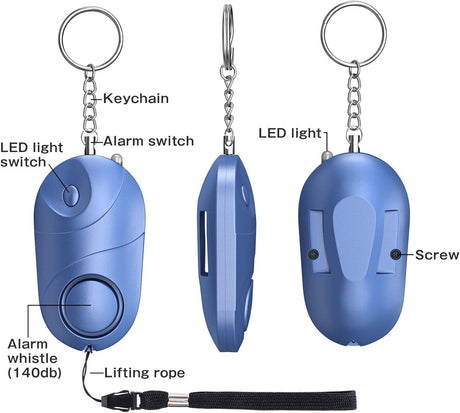 Panic Alarm - Personal Alarm - Personal Pocket Alarm - Keychain Siren - Safe Audible Personal Security Alarm - 130 dB with LED Light - For Children, Women and the Elderly (Black)