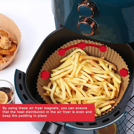2 pcs Airfryer Silicone Magnetic Loops - Parchment Paper and Disposable Liners - Airfryer Silicone Magnetic Strips - Ideal for Airfryer Accessories - Prevents the paper from burning on contact with the heating element - Red