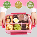 Lunch Box - Bento Box - Lunch Box - Adult Lunch Box - Children's Lunch Box - With 5 Compartments - Durable - Microwave/Dishwasher Safe - Ideal for Meals at Restaurants, Work, School - Pink