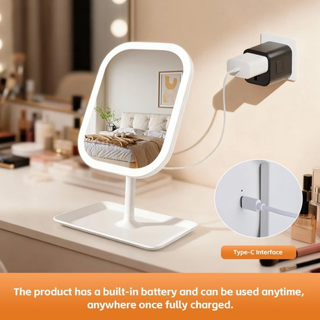 Makeup Mirror with Lighting – 3 Light Colors – Dimmable – Mirror with Lights – Smart Touch – USB Charging Port