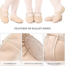 Women's Ballet Shoes – Ballet Shoes for Girls – Beige – Soft PU Leather Dance Shoes with Non-Slip Sole – Suitable for Ballet, Yoga & Home Use – For 4.5 UK Child