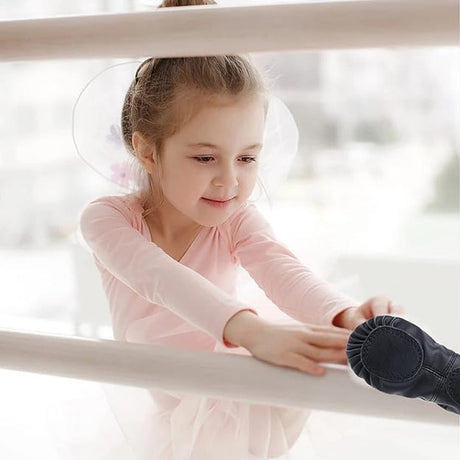 Women's Ballet Shoes – Ballet Shoes for Girls – Black – Soft PU Leather Dance Shoes with Non-Slip Sole – Suitable for Ballet, Yoga & Home Use – For 2.5 UK