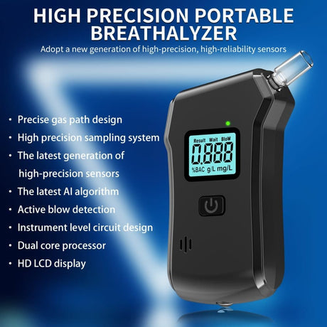 Portable Breathalyzer Alcohol Tester with LCD Display, High-Precision Professional Analyzer