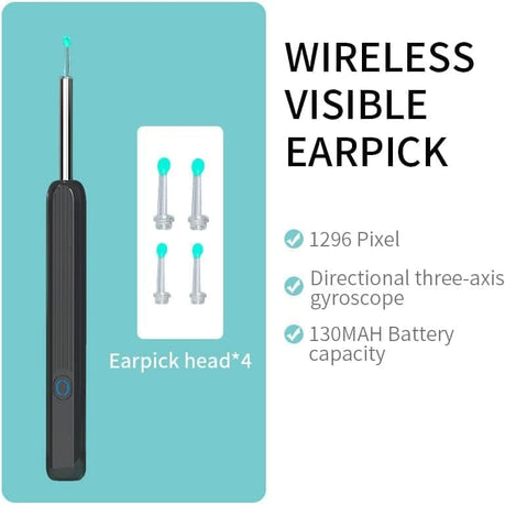 Smart Ear Cleaner with 1296P HD Camera, Wireless Earwax Removal with WiFi Endoscope, Safe Inspection and Intelligent Temperature Control, White