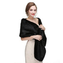 Black Faux Fur Scarf Shawl for Women, Warm Long Large Bridal Shoulder Warmer for Party Wedding Evening Dress Winter Use