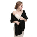 Black Faux Fur Scarf Shawl for Women, Warm Long Large Bridal Shoulder Warmer for Party Wedding Evening Dress Winter Use