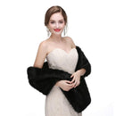 Black Faux Fur Scarf Shawl for Women, Warm Long Large Bridal Shoulder Warmer for Party Wedding Evening Dress Winter Use