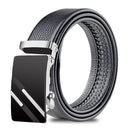 Men's Adjustable Leather Belt Automatic Latching for Business and Everyday Use, Silver