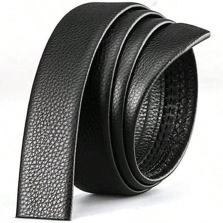 Men's Adjustable Leather Belt Automatic Latching for Business and Everyday Use, Silver