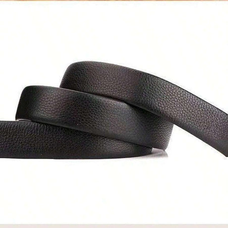 Men's Adjustable Leather Belt Automatic Latching for Business and Everyday Use, Silver