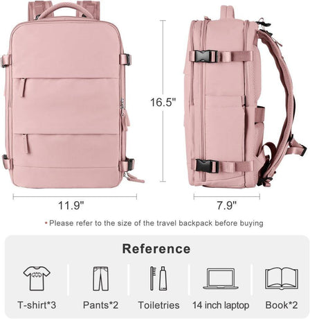 40L Travel Backpack Cabin Bag, Dry Wet Sorting, with Luggage Strap, 42 x 30 x 20 cm, Beige