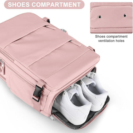 40L Travel Backpack Cabin Bag, Dry Wet Sorting, with Luggage Strap, 42 x 30 x 20 cm, Beige