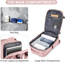 40L Travel Backpack Cabin Bag, Dry Wet Sorting, with Luggage Strap, 42 x 30 x 20 cm, Beige