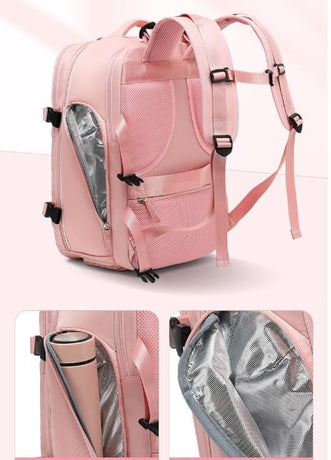 40L Travel Backpack Cabin Bag, Dry Wet Sorting, with Luggage Strap, 42 x 30 x 20 cm, Beige
