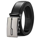 Men's Leather Belt, Adjustable Buckle, Black, 115CM