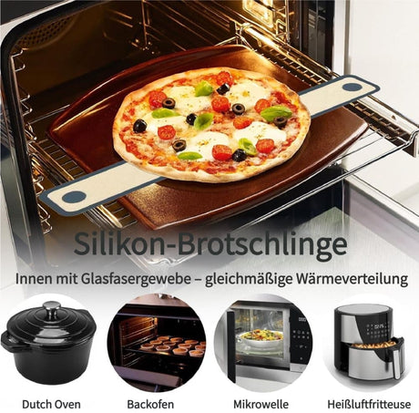2-Pack Extra Thick 0.7mm Oven Mats with Long Handle, Durable Baking Mats for Oven Microwave Air Fryer