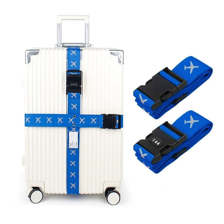 2-Pack Reflective Luggage Strap with Combination Lock for Suitcase, Dark Blue, Fits Most Sizes
