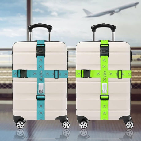2-Pack Reflective Luggage Strap with Combination Lock for Suitcase, Dark Blue, Fits Most Sizes
