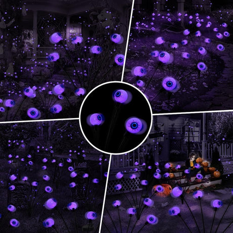 Solar Powered Halloween Eye Lights 4-Pack for Garden and Patio Decoration, Waterproof, 1/4\