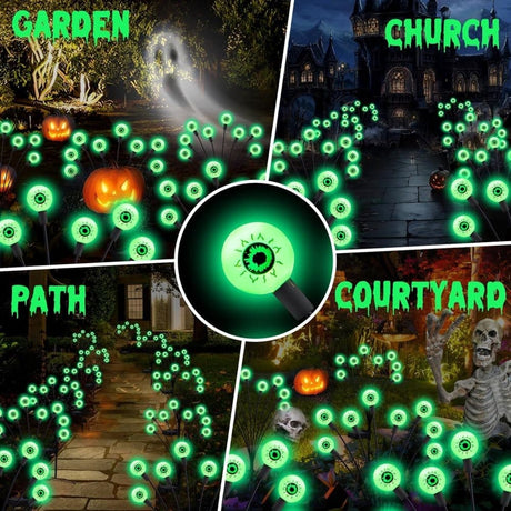 1-Pack Solar Powered Halloween Eye Lights for Garden and Patio Decoration, 1/4, Green