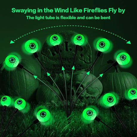 1-Pack Solar Powered Halloween Eye Lights for Garden and Patio Decoration, 1/4, Green