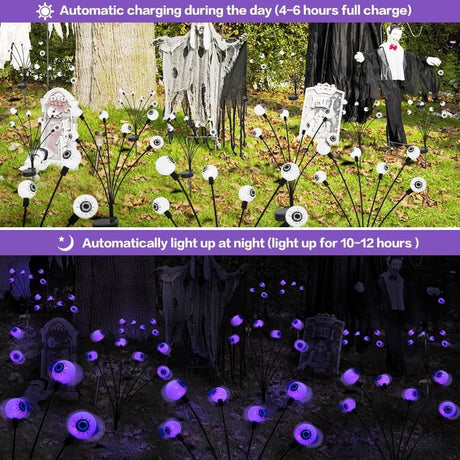 1-Pack Solar Powered Halloween Eye Lights for Garden and Patio Decoration, Waterproof, Purple, 1/4