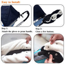 Waterproof Stroller Gloves Winter Hand Warmer with Fur, Black, Compatible with Stroller